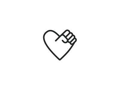 Blisly black fist heart icon logo mark minimal outline symbol white