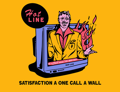 Hot line - call to hell call fire graphic design hell hot hotline illustration man tv