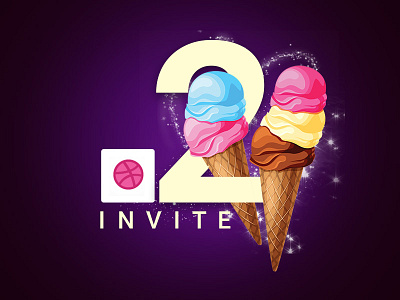 2 Dribbble Invite dribbble dribbble invite giveaway icecream invitation invite shot