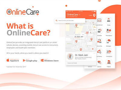 OnlineCare Health app brand branding clean design flat icon icons identity illustration illustrator ios logo minimal mobile typography ui ux vector web