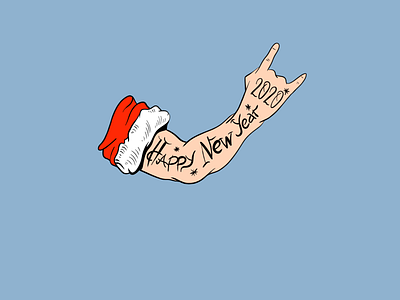 Happy New Year 2020 2020 arm branding creative design graphic idea illustration minimal new year santa claus shot tattoo vector