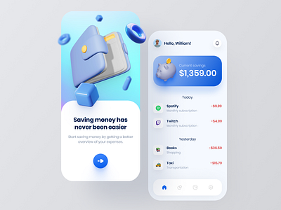 Money Saving App 3d app design bank banking finance illustration money payment saving savings app uidesign wallet