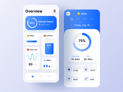 Health Tracking app app design health health tracking progress sleep sleep app steps tracking uidesign water