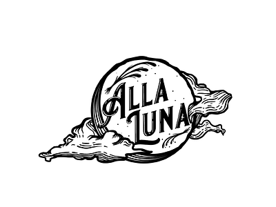 Alla Luna logo art nouveau design graphic design illustration illustrator logo luna moon old photo procreate vintage