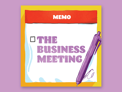 Cutting room floor-podcast cover business culture halftone illustration memo pen podcast