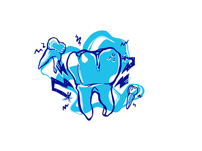 Tooth ache blue female designer illustrate illustration illustrator ipad logo procreate sketch sticker teeth tooth