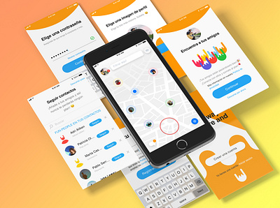 onboarding Screens colorful design find friends log in maps onboarding password screens ui ux
