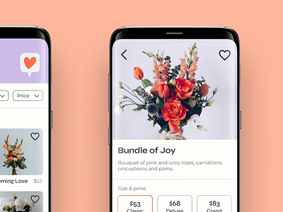 Bumble&Bloom - Flower bouquet ordering app app case study design ui ux visual design