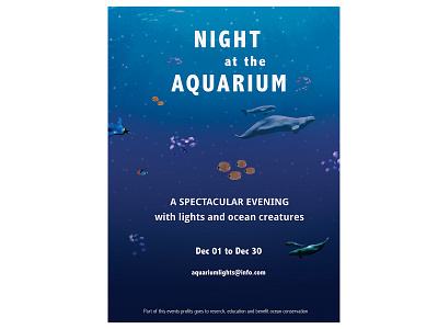 Night at the Aquarium poster aquarium ocean poster