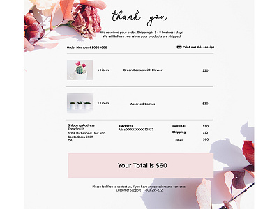 Daily UI #17 / Email Receipt 017 dailyui email receipt