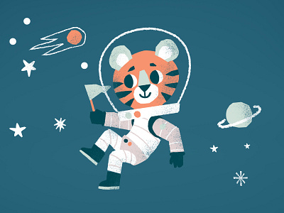 Cosmic Tiger blue character illustration monbento vector