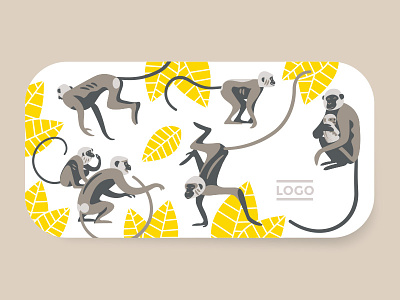 Monkeys illustration brown illustration minimalist monkeys yellow