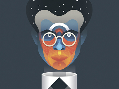 Aldous Huxley portrait character colors geometric portrait