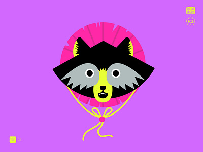 Neon Raccoon animal character character design cute design geometric geometry illustration japan raccoon tanuki vector