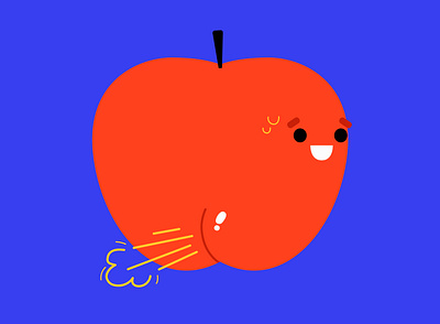 is it just me? apple awkward character cute fart fruit illustration vector wtf