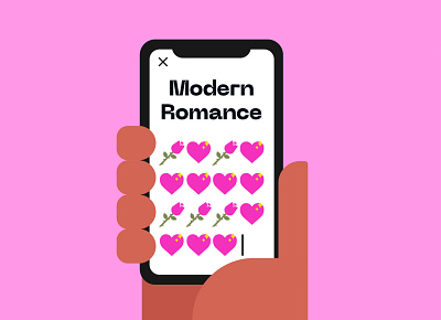 Modern Romance 🌹💖 book cover book covers conversation cute design geometric heart illustration phone romance rose vector