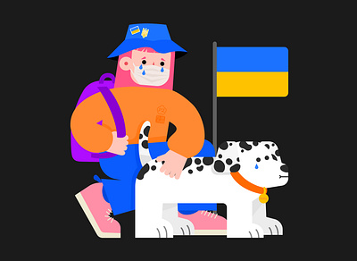 War at Home character character design cry dalmatian design dog doggo flag heart breaking home illustration run sad tears ukraine vector war