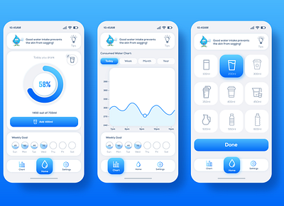 Water Reminder App UI design icon ui ux web