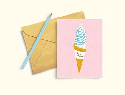 Greeting Card cafe design food graphic icecream illustration pastel pink postcard summer vector