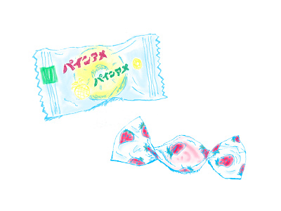 A pineapple and strawberry milk candy candy drawing food illustration japan milk pineapple sketching strawberry sweet