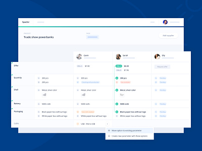 Specful Project Screen b2b table web application