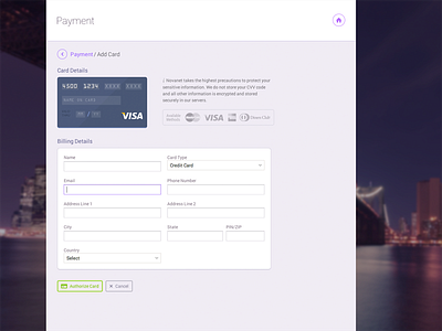 Credit Card Authorisation Form blur card credit creditcard design flat form payment transaction ui ux visa