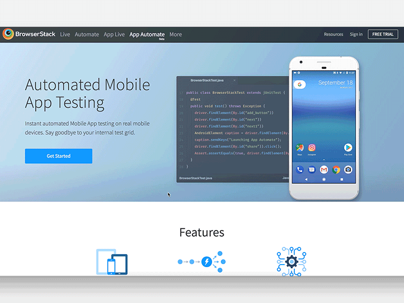 Automated App Testing app automate browserstack