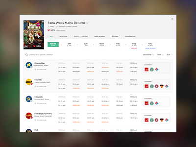 Movie Showtimes cinemas movie shows ui