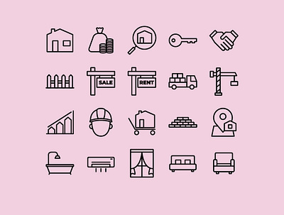 real estate icon art branding design estate icon icon design icon set illustration logo real estate