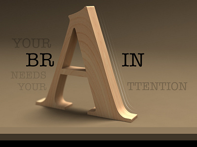 Brain Attention a attention brain typography wood