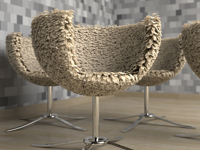 Piuma 3d chair feathers interior modo office steel