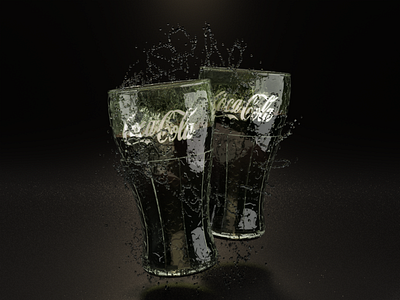 Fresh Coke Splash 3d coke dark drink glass liquid modeling modo realism render splash water