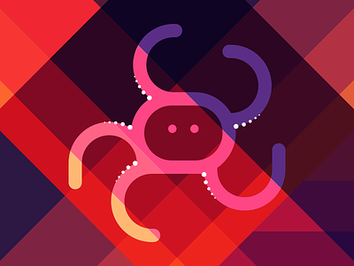 Octopus circle flat geometry icon illustration square