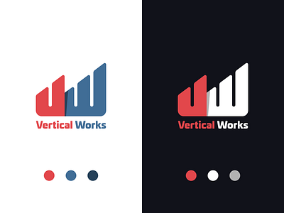 Vertical Works Brand brand branding flat idenity logo rounded vector