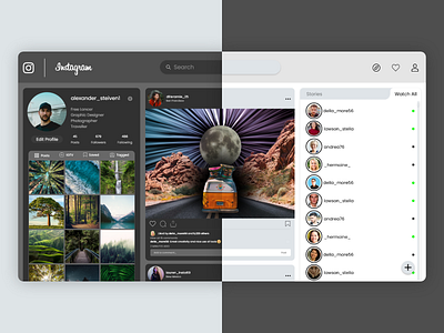 Instagram Web Concept Design branding design flat ui ux web website