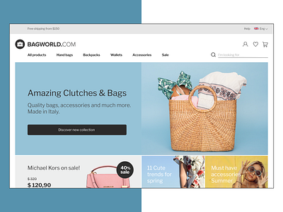 E-commerce Web Design for Bags Shop