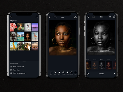 Photo Editor Mobile App application design design editor minimal mobile mobile app photo editor ui ux xd design xddailychallenge