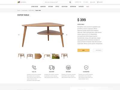Furniture product page design ecommerce shop ui ux web website
