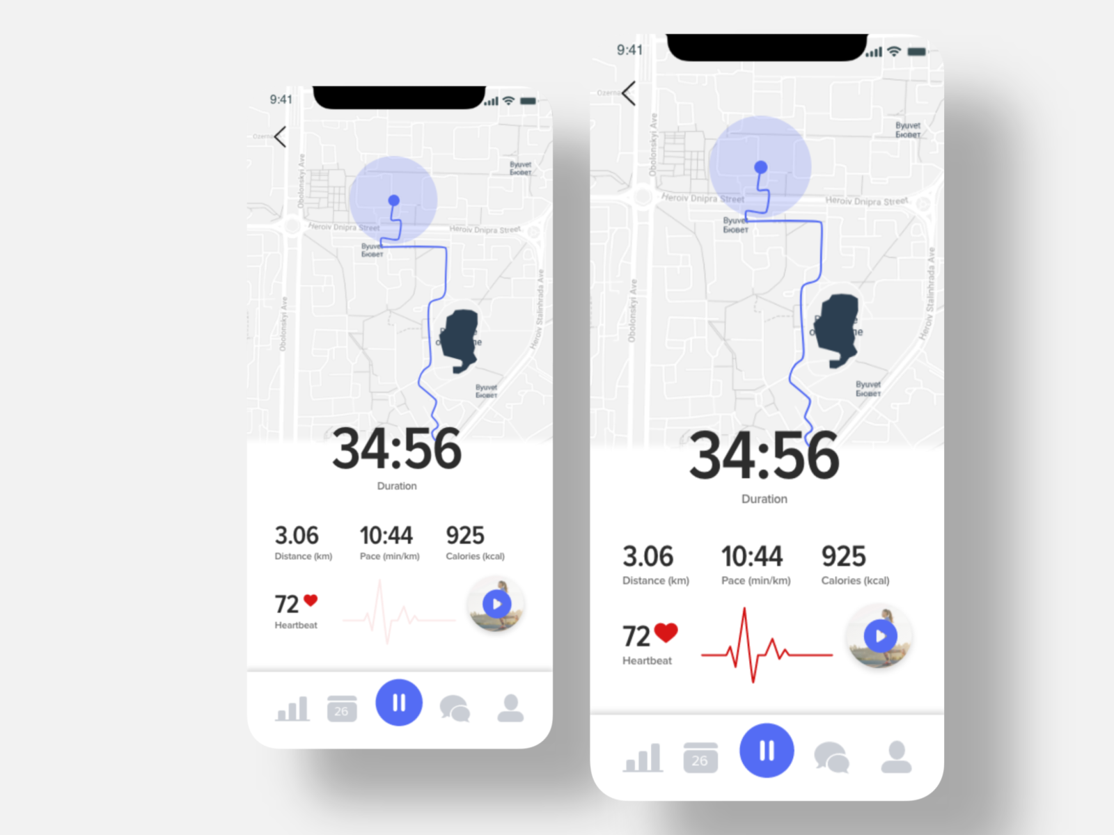 Map Tracker App for Runners by Marina Zagorodnia on Dribbble