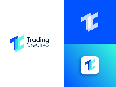 Trading Creativo blue branding company logo gradient green icon logo logo design concept logodesign logotype minimal overlap tc logo trade trading logo