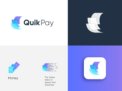 QuikPay fast logo icon icon design logo minimal modern overlap pay logo q logo quick quick logo quikpay speed logo