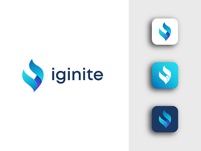 ignite blue brand branding design flame flame logo flat gradient icon ignite logo ignite logo mark logodesign mark minimal