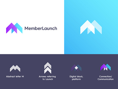 MemberLaunch arrows logo company logo creative concept creative idea icon launch logo member launch member logo minimal minimal logo upward