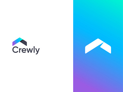 Crewly branding company logo crew logo crewly gradient house logo housing logo icon logo design branding logodesign minimal modern logo upward arrow