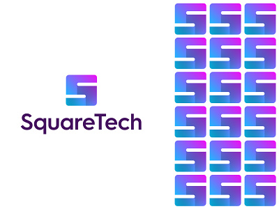 SquareTech Logo and Branding app icon brand identity branding data flow gradient graphic design graphic designer letter s logo design logo designer mobile app square logo tech logo