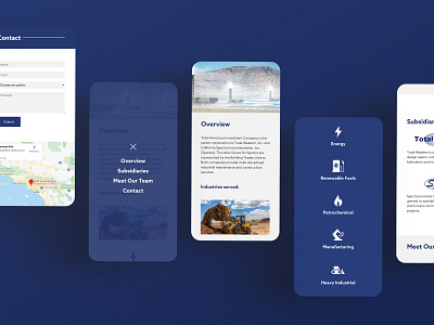Total-American Website Mobile View contractor design energy industrial landing page manufacturing mobile oil and gas petrochemical renewable ui ux website