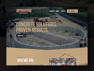 Masonry Construction Website concrete construction contractor design masonry minimal redesign ui ux website