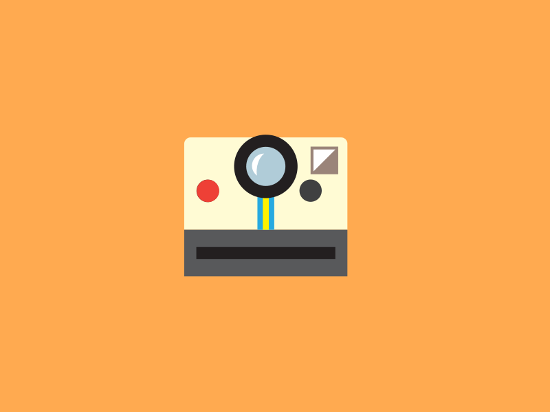 A Polaroid animation camera design graphics icon illustration minimal motion photography