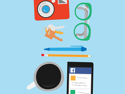 Desk Tools camera flat icons illustration social tools