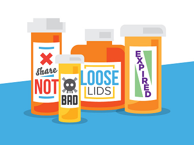 Dangerous Pill Bottles bottle drugs flat icon illustration medical medicine minimal pill prescription rx type